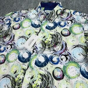 Mojito Collection Shirt Mens Large Multi Abstract Circle Button Up Stretch NWT